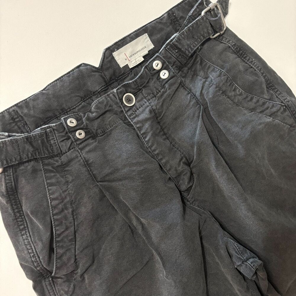 Anthropologie Gray High Waist Utility Trouser Pants Women’s 28 Cropped Pleated